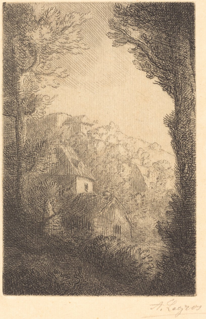 Farm on a Hillside in Sunlight by Alphonse Legros