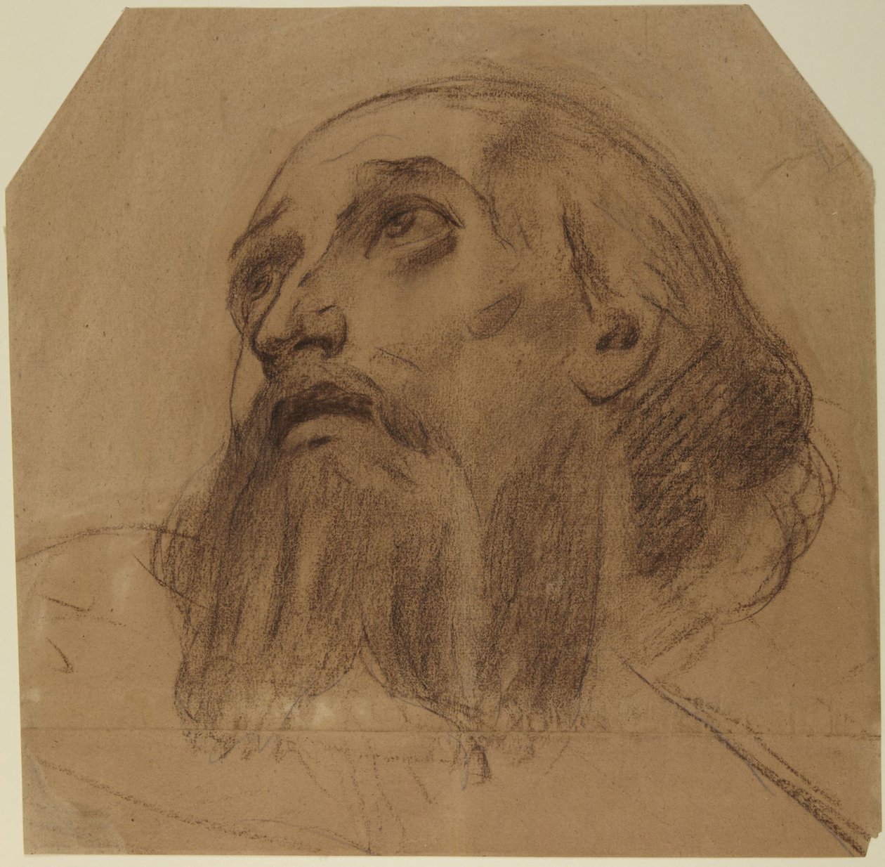 Head of Bearded Saint Looking Up by Alphonse Legros