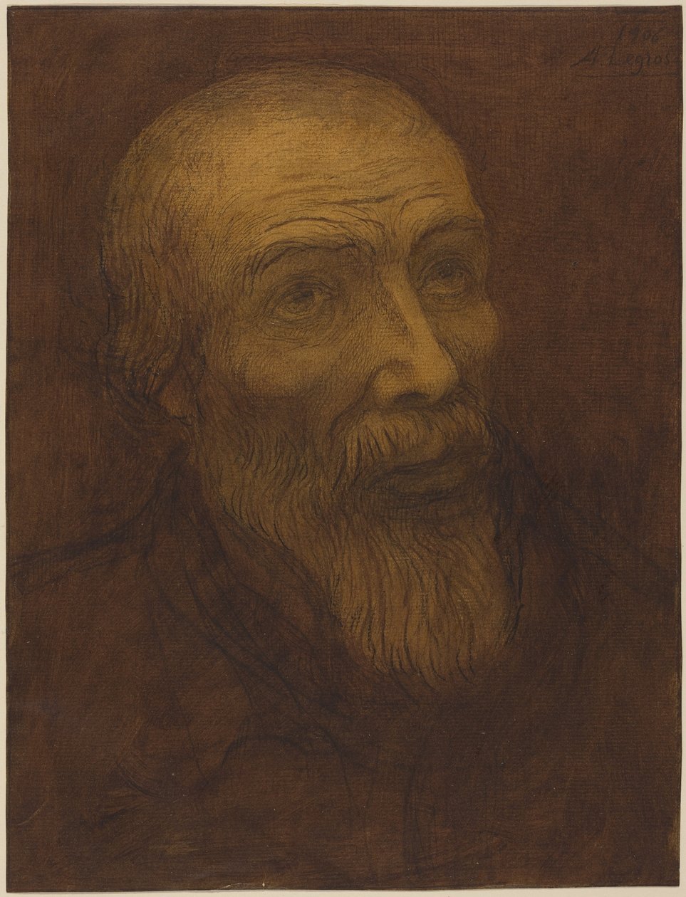Head of a Bald Man with a Beard by Alphonse Legros