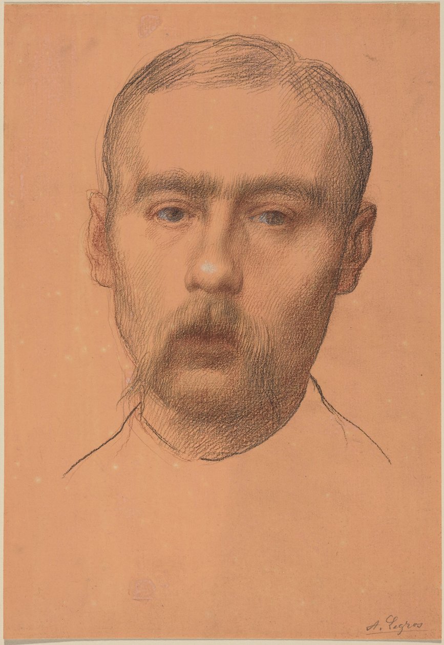 Head of a Man (Possible Portrait of Professor E.D. Adams) by Alphonse Legros