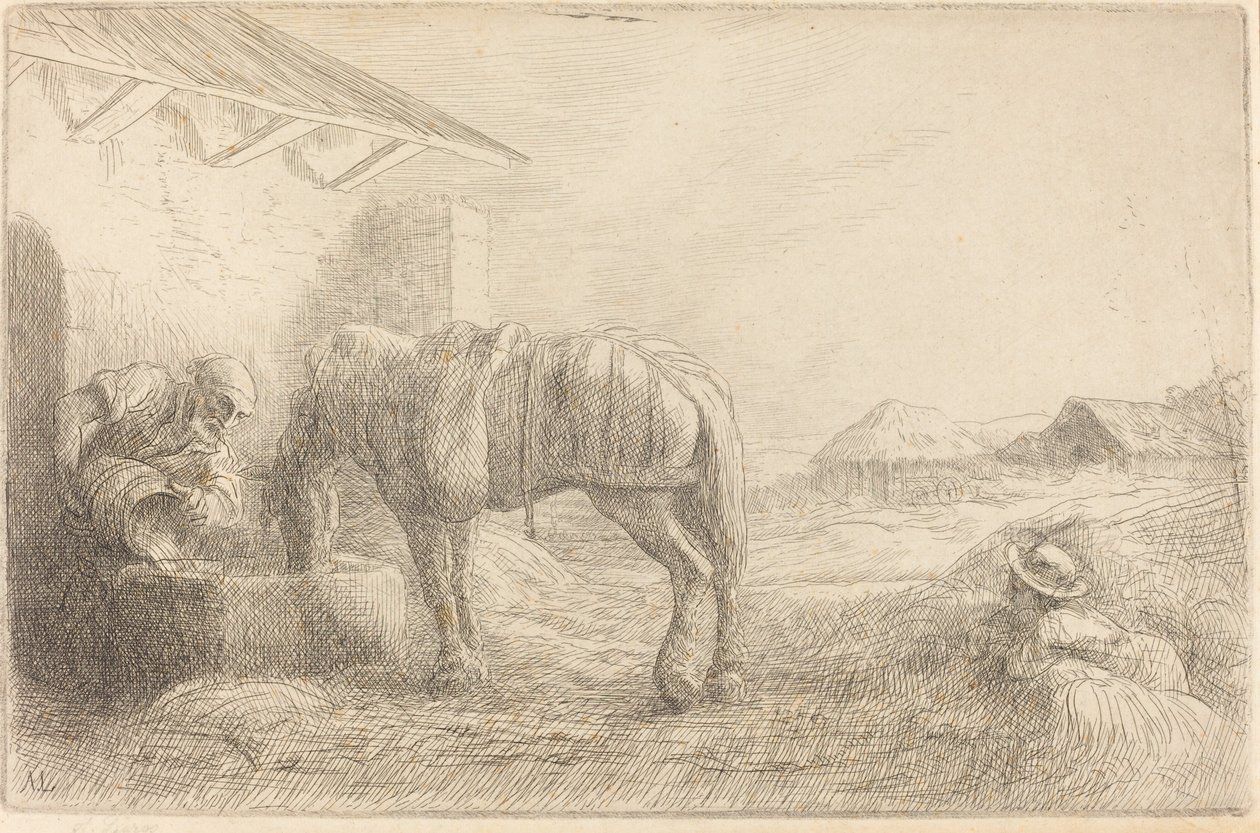 Man Watering a Horse by Alphonse Legros