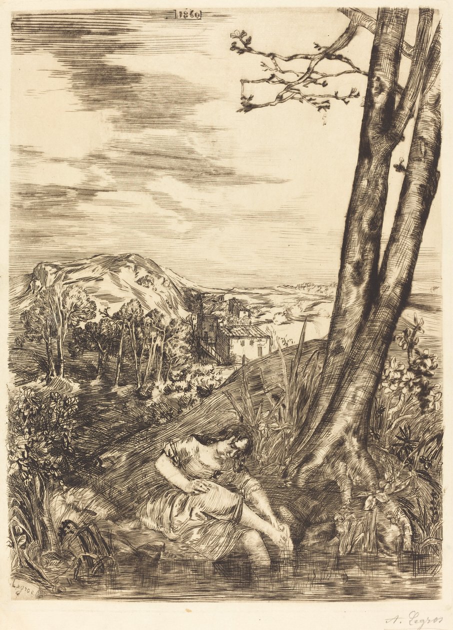 Peasant Washing Her Feet, 1860 by Alphonse Legros