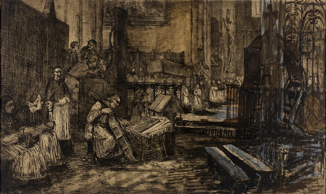 Procession in a Spanish Church by Alphonse Legros