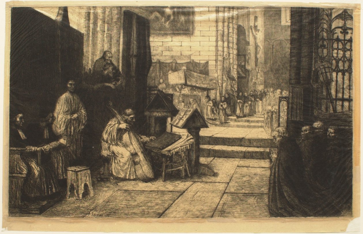 Procession in a Spanish Church by Alphonse Legros