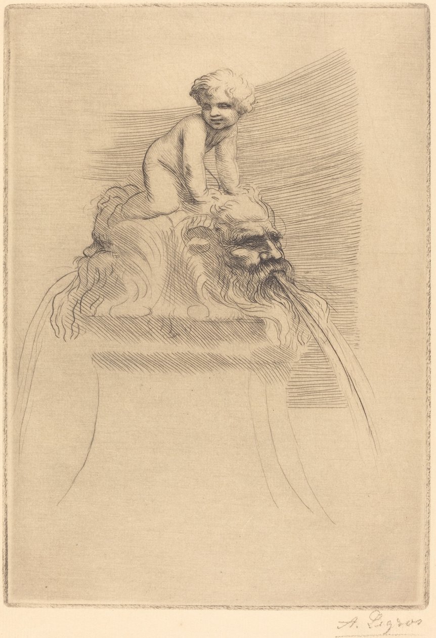 Small Fountain, Child Playing on the Grotesques by Alphonse Legros