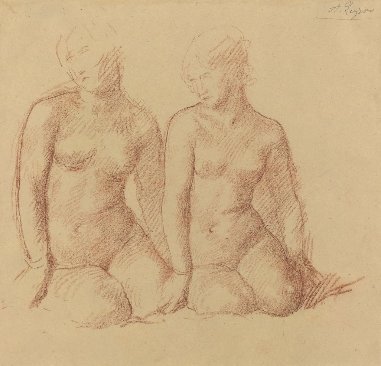 Study of Two Figures Seated Side by Side by Alphonse Legros
