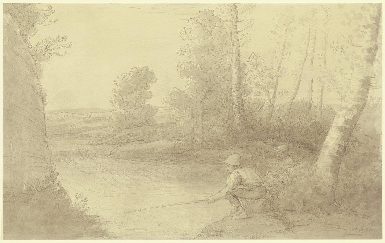 The Fishermen at the River by Alphonse Legros