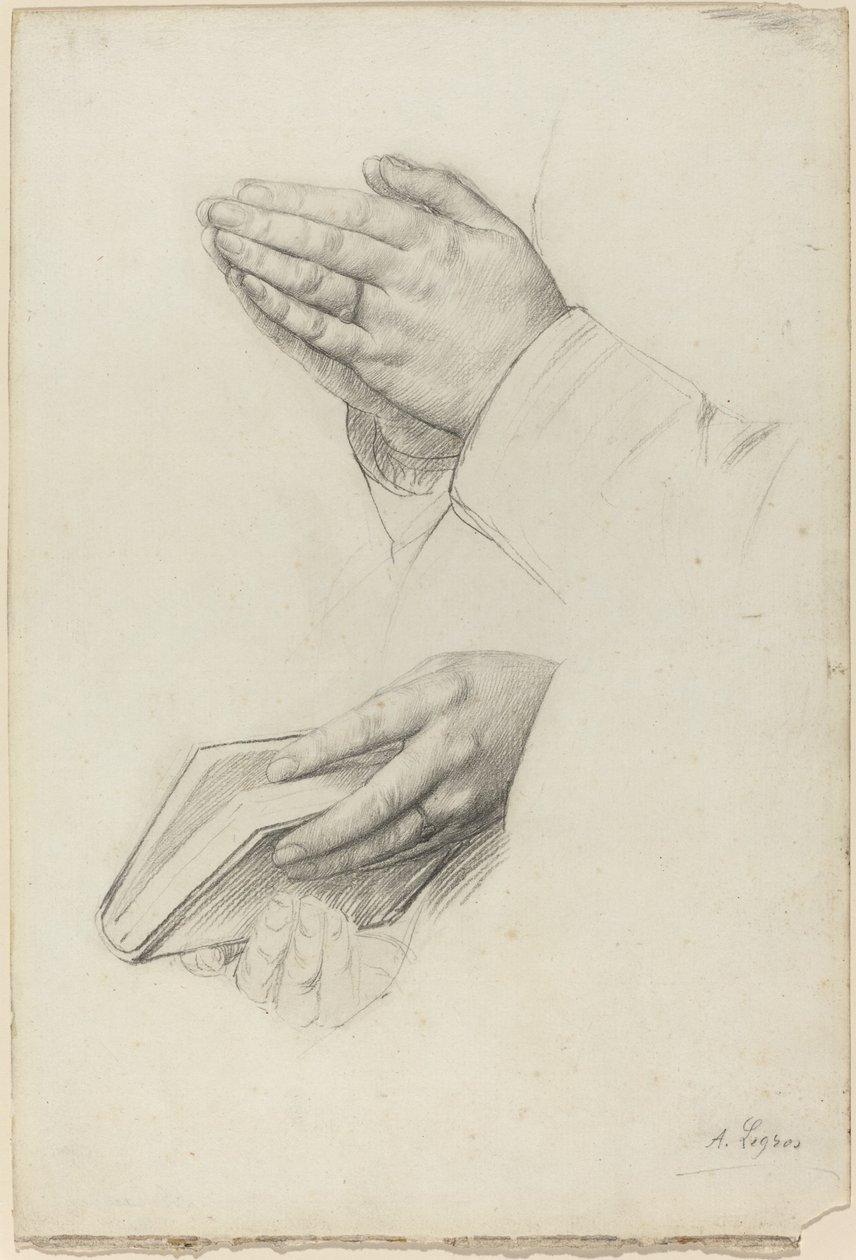 Two Studies of Hands by Alphonse Legros