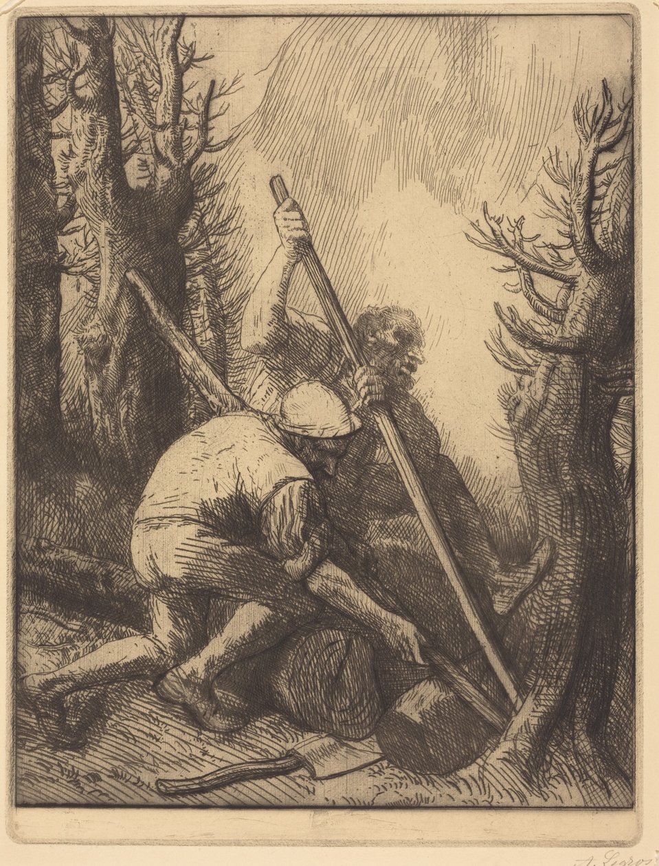 Woodcutters, 3rd plate by Alphonse Legros