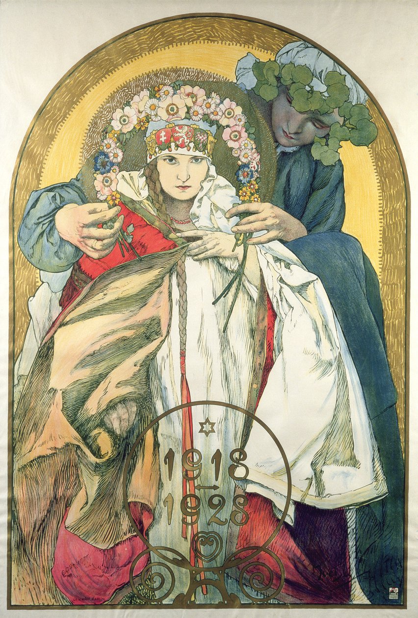 10th Anniversary of the Independence of the Republic of Czechoslovakia by Alphonse Marie Mucha