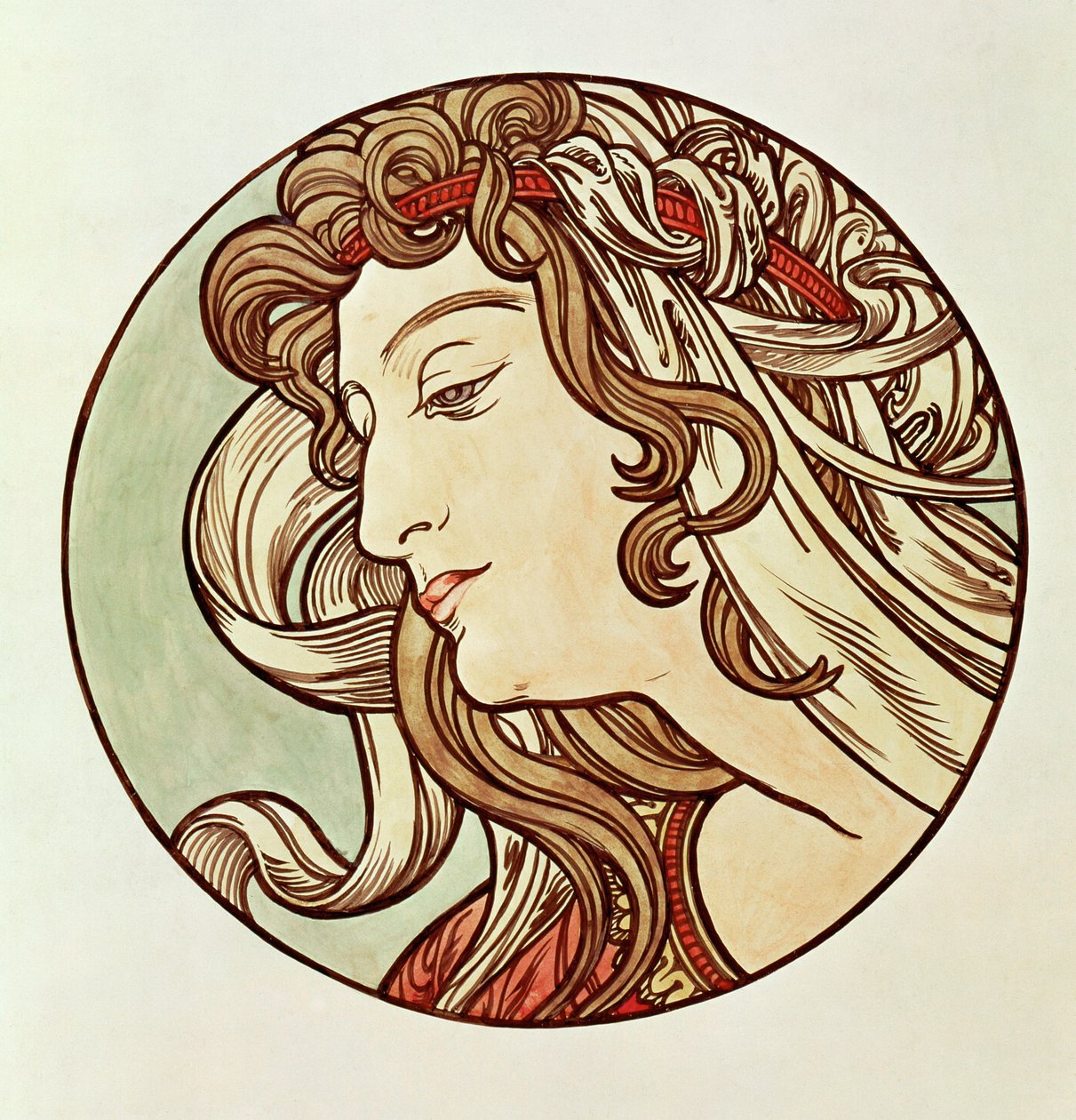 Woman, Three-Quarter View by Alphonse Marie Mucha