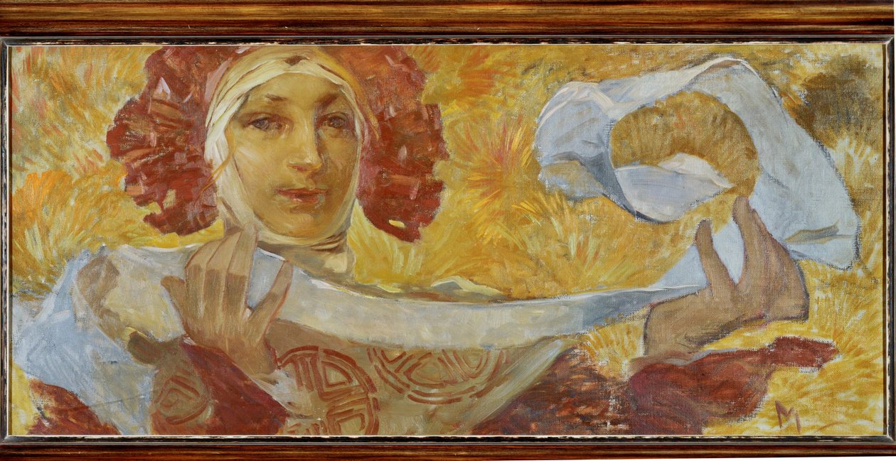Woman with Scarf by Alphonse Marie Mucha