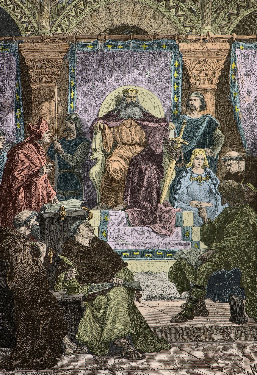 Charlemagne Presides Over the Palace Academy in the Presence of Alcuin by Alphonse Marie de Neuville
