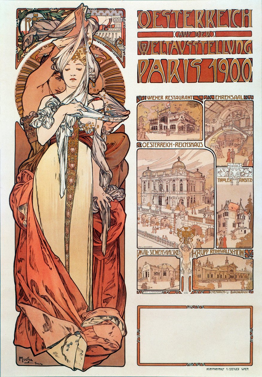 Advertising poster for Austria at the Universal Exhibition in Paris 1900 by Alphonse Mucha
