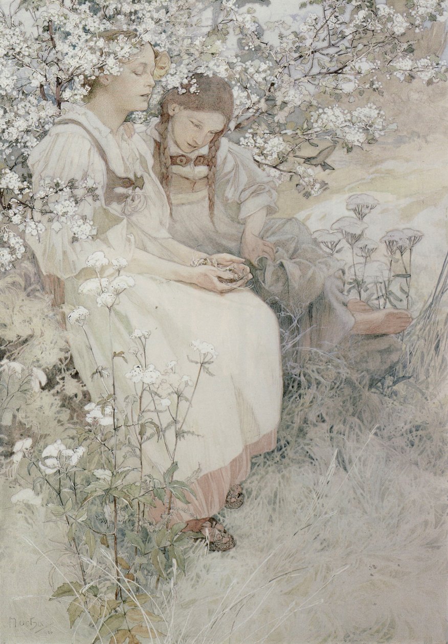 Blessed are the pure in heart: for they shall see God by Alphonse Mucha