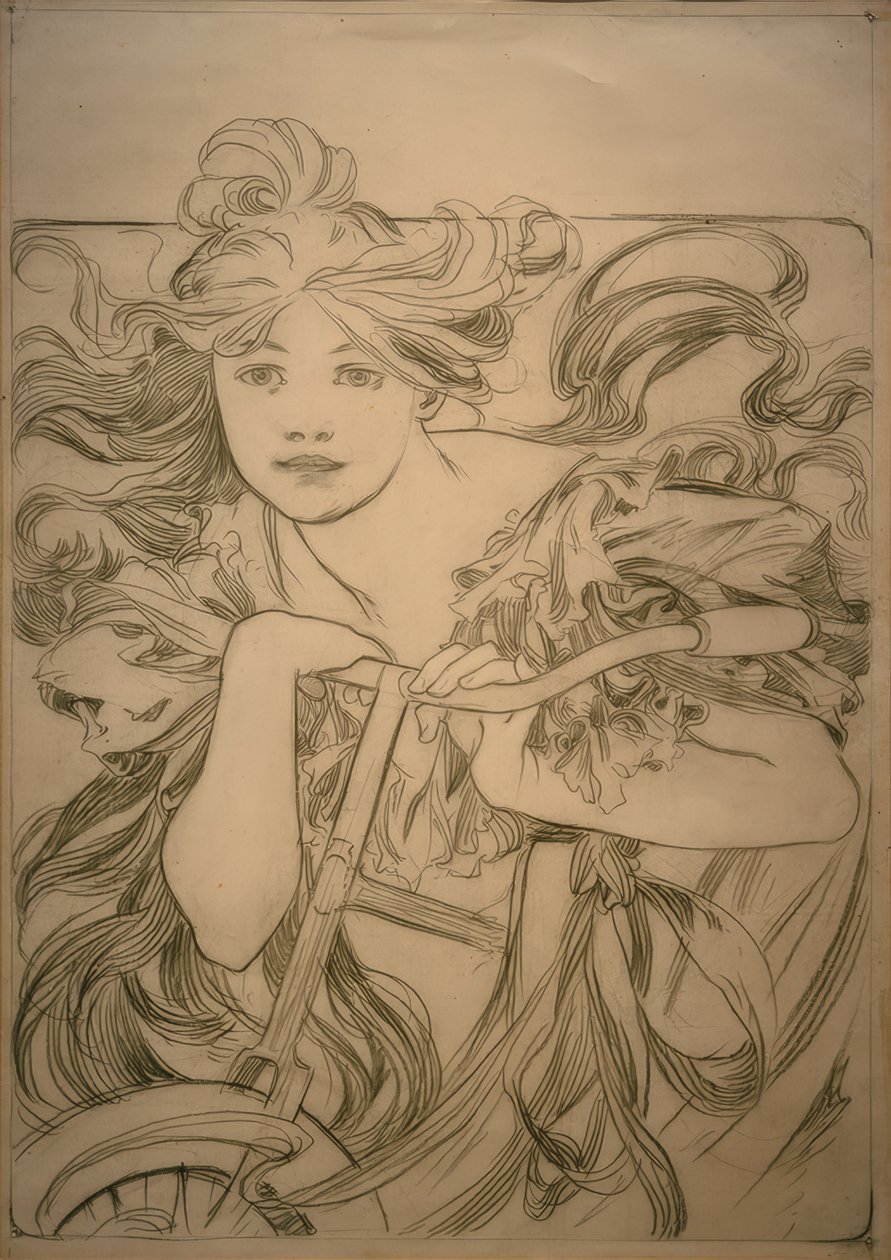 Cycles Perfecta, Design Sketch by Alphonse Mucha
