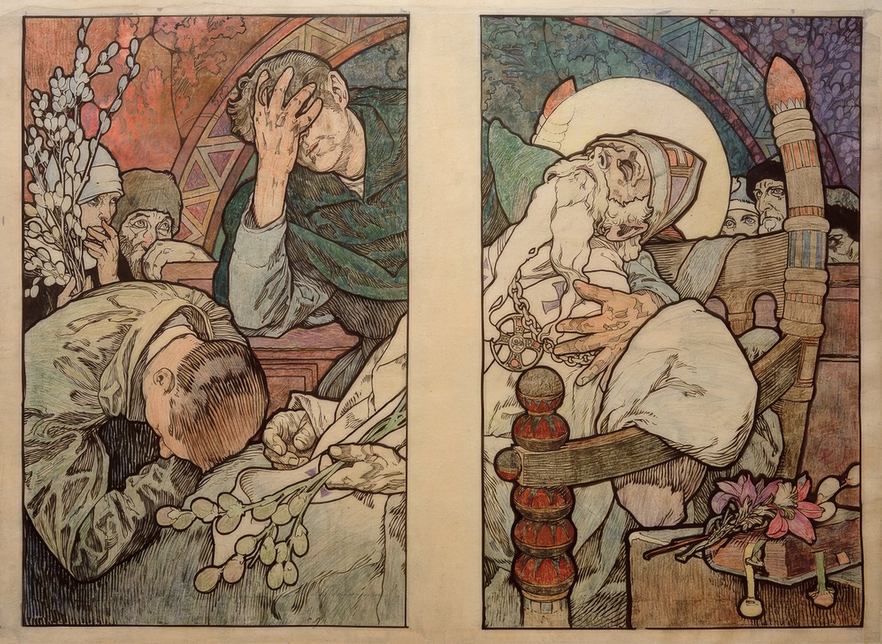 Window of St. Vitus in Prague, Cardboard 1931 by Alphonse Mucha