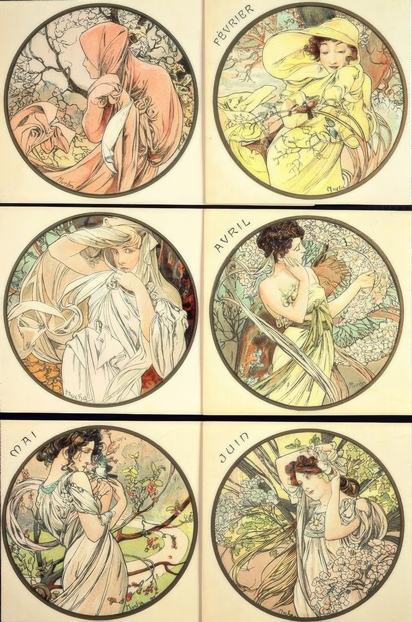 January / February / March / April / May / June by Alphonse Mucha
