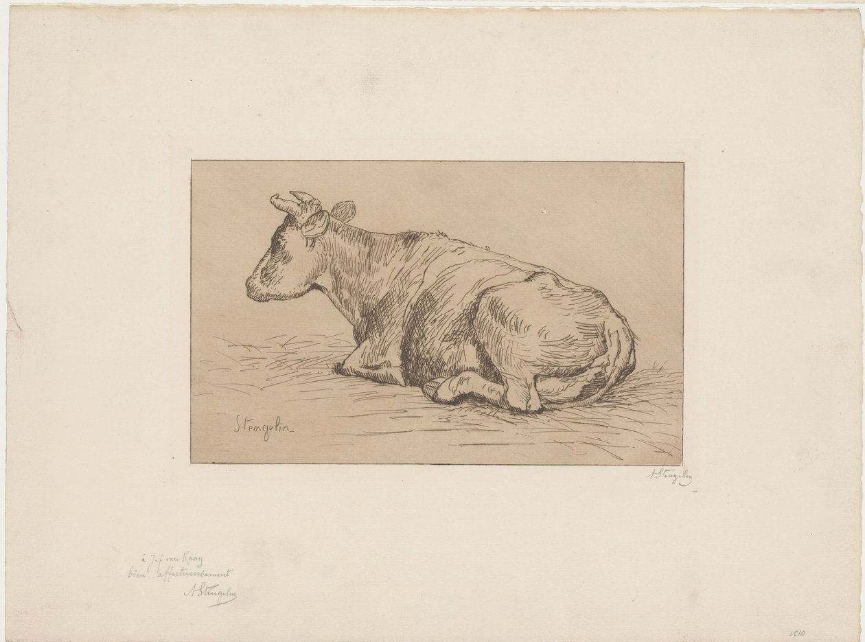 Lying Cow by Alphonse Stengelin (signed by artist)