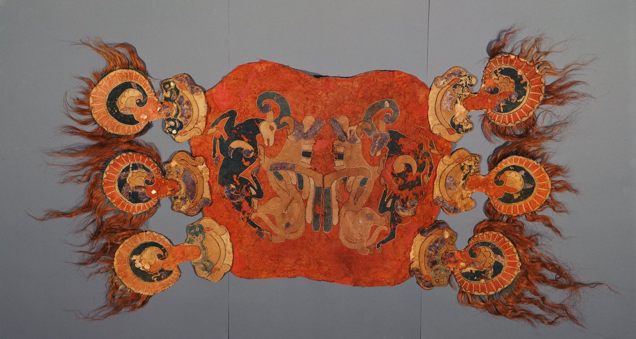 Saddle cover decorated with griffins attacking mountain goats by Altaic School