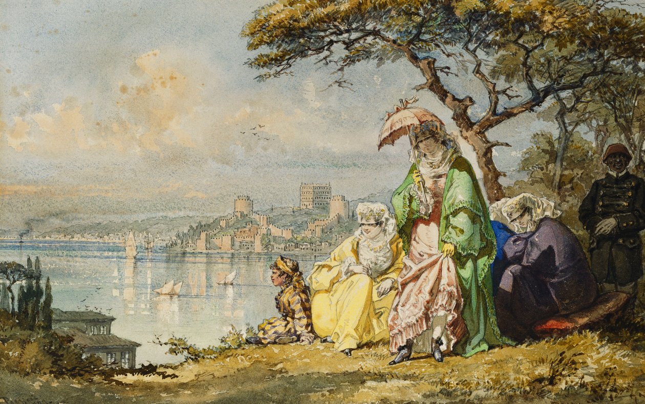 Ladies on the Bosphorus with Rumeli Hisar Beyond, 1873 by Amadeo Preziosi