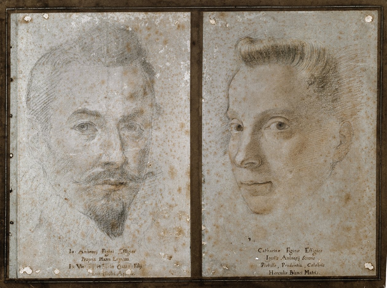 Self-Portrait and Portrait of the Sister of the Painter by Ambrogio Giovanni Figino