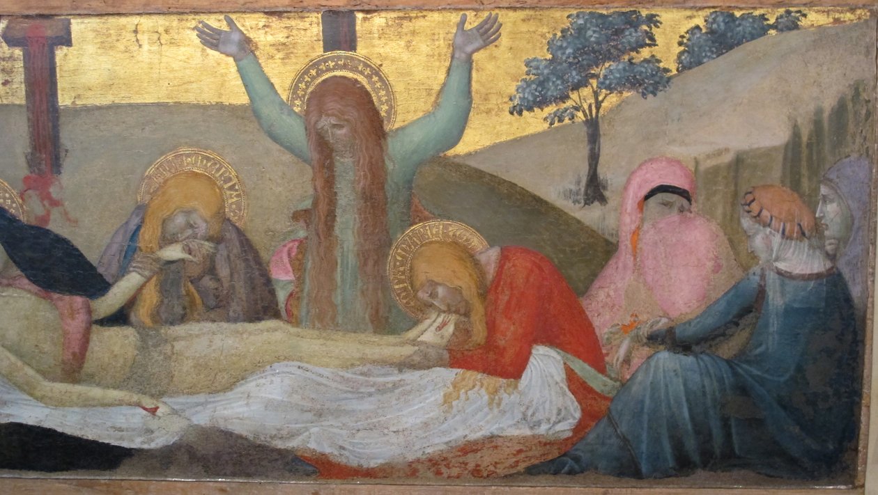 Madonna with Child and Saints Mary Magdalene and Martha, Lamentation by Ambrogio Lorenzetti