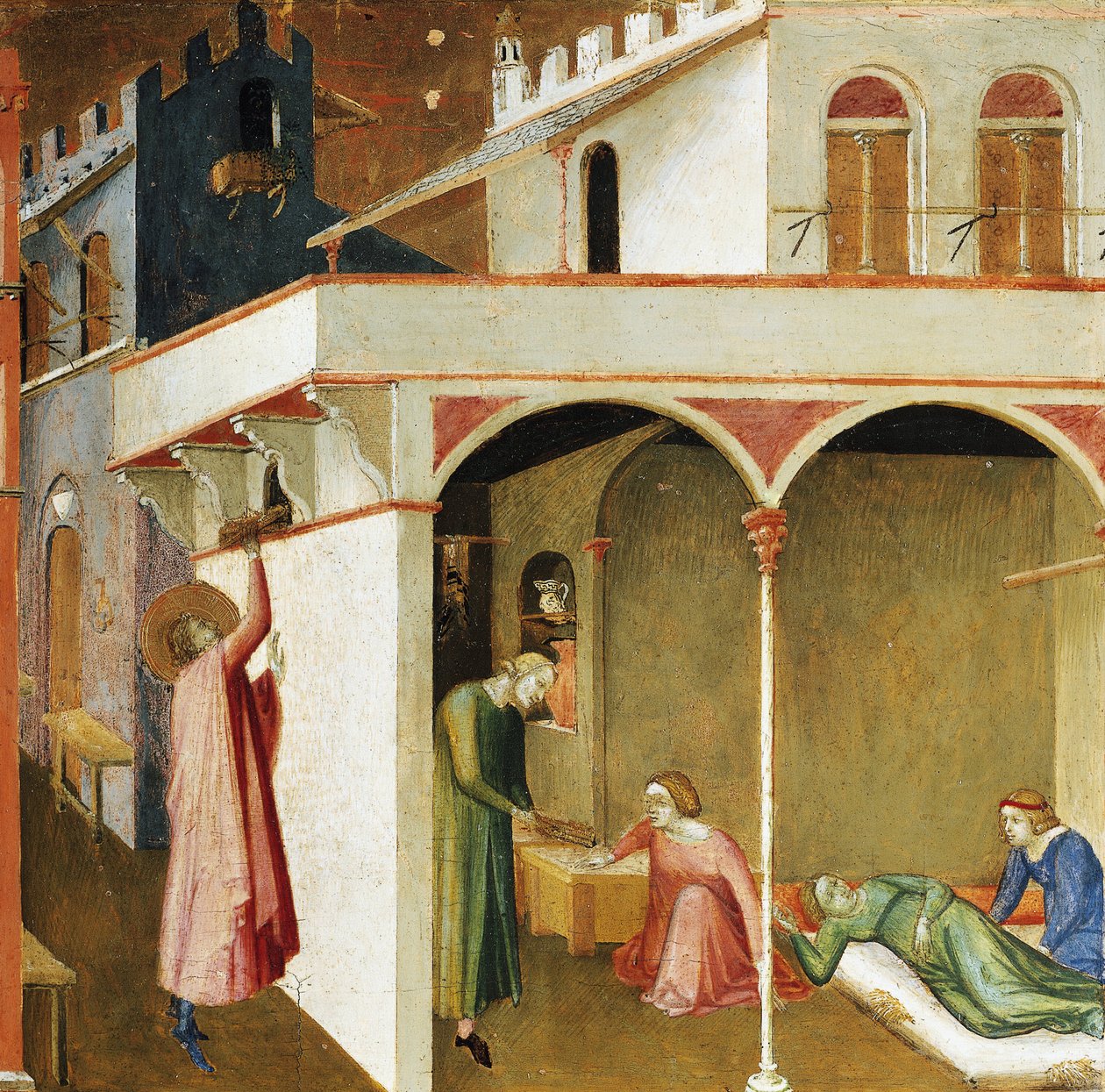 Nicolas Throws Money in the House of Three Young Girls by Ambrogio Lorenzetti