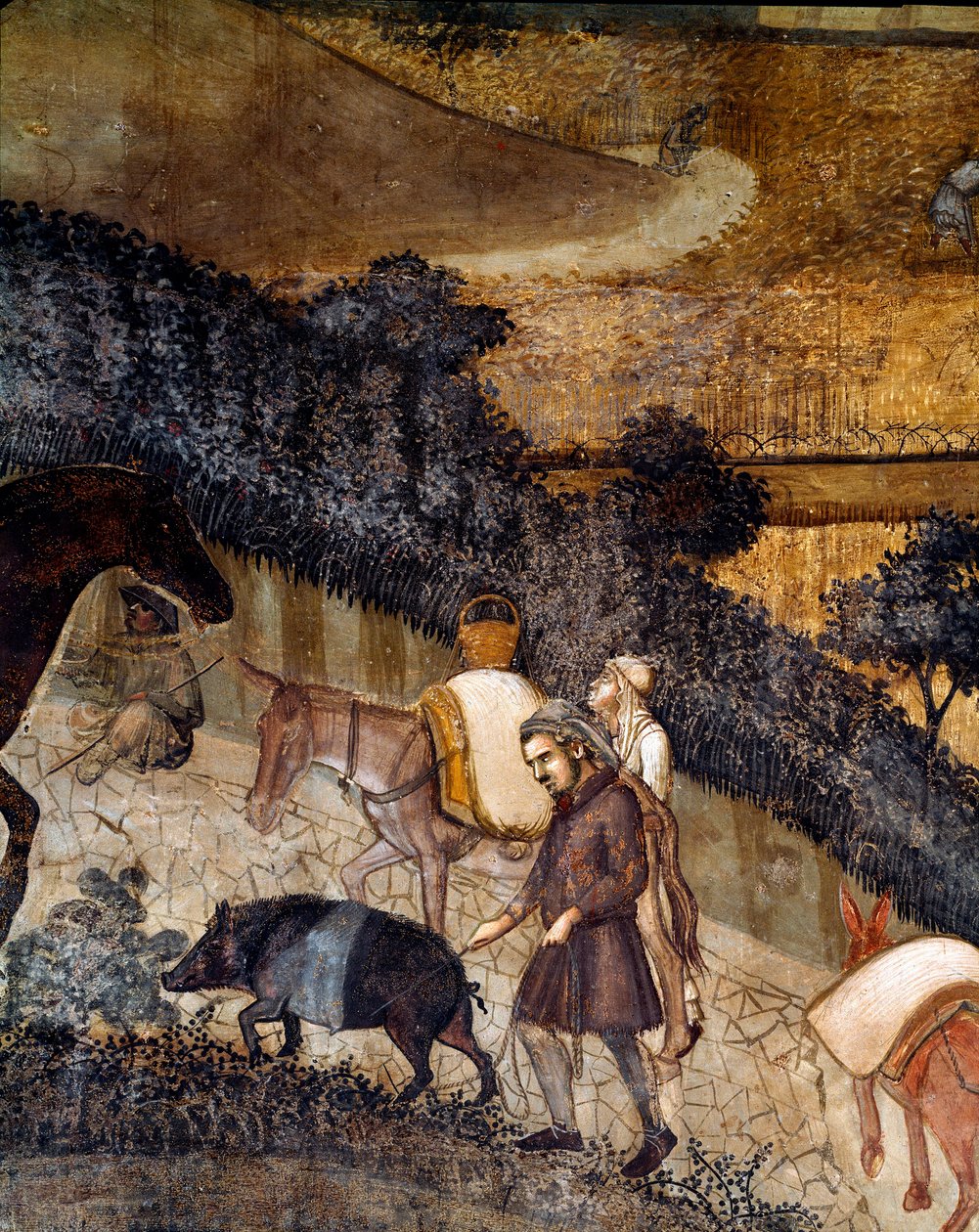 Peasants Plowing the Fields (Detail) by Ambrogio Lorenzetti