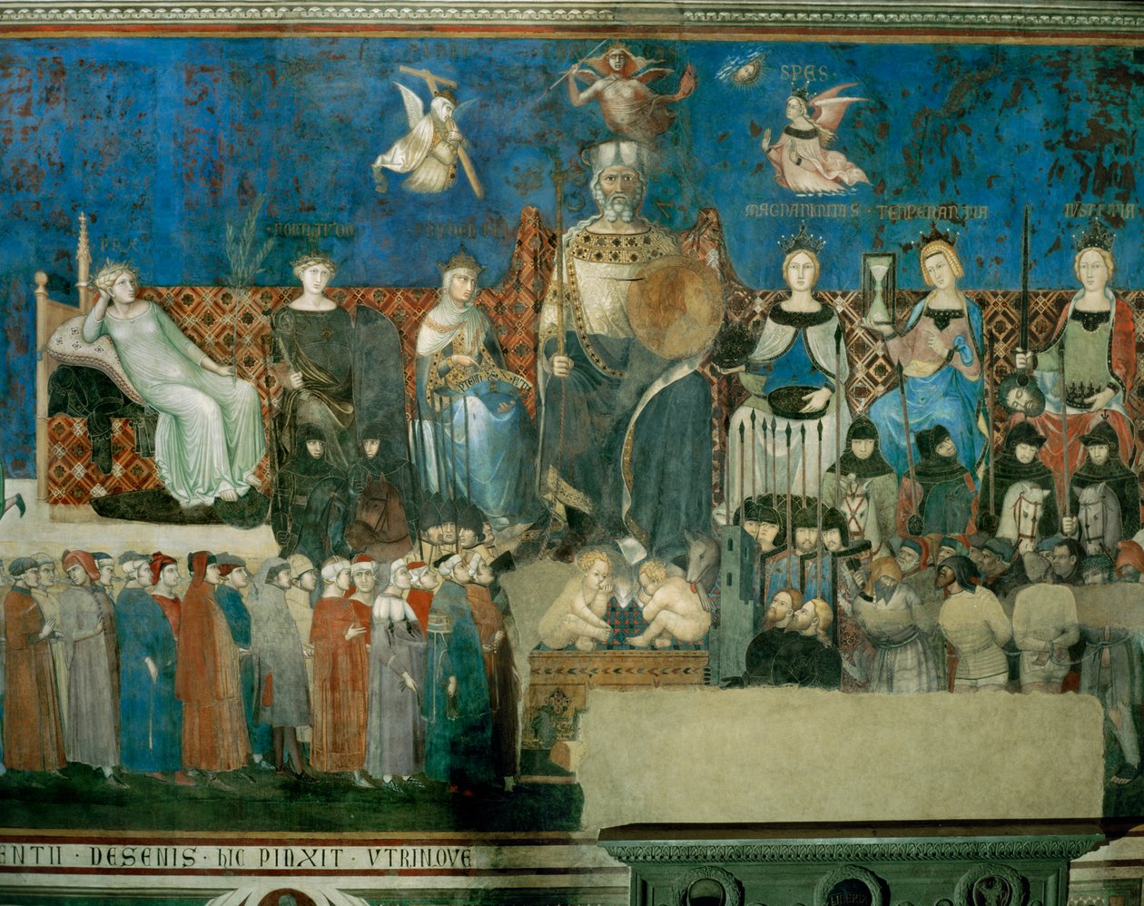 The Allegory of Good Government, Showing the Virtues by Ambrogio Lorenzetti