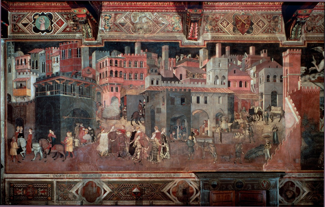 The effects of good and bad government on the city and the country (detail) by Ambrogio Lorenzetti