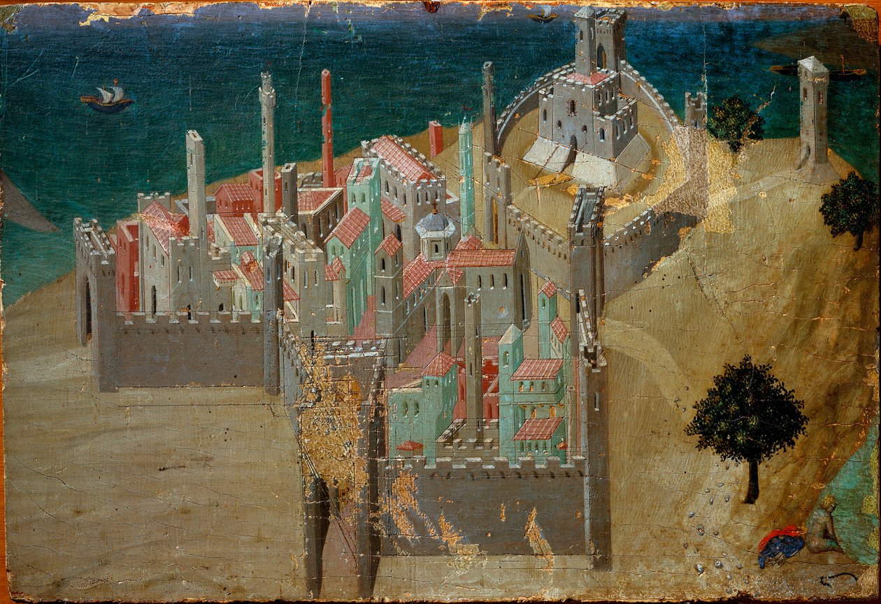 View of a Fortified Town Near the Sea (Detail) by Ambrogio Lorenzetti