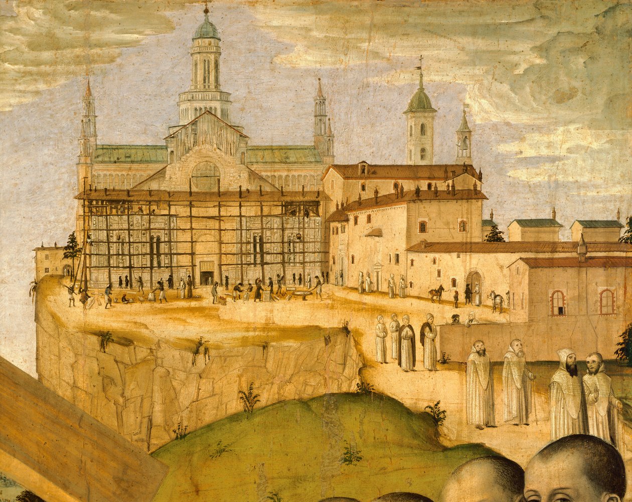 Construction of the Certosa di Pavia, by Ambrogio da Fossano known as Bergognone, detail by Ambrogio da Fossano (c.1460 1523)