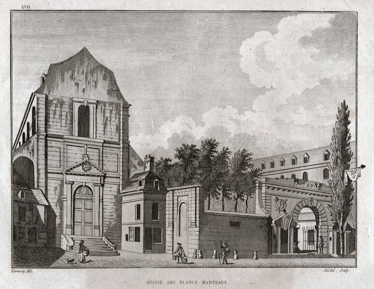 The Church of the Blancs Manteaux in the Marais District in Paris by Ambroise Louis Garneray