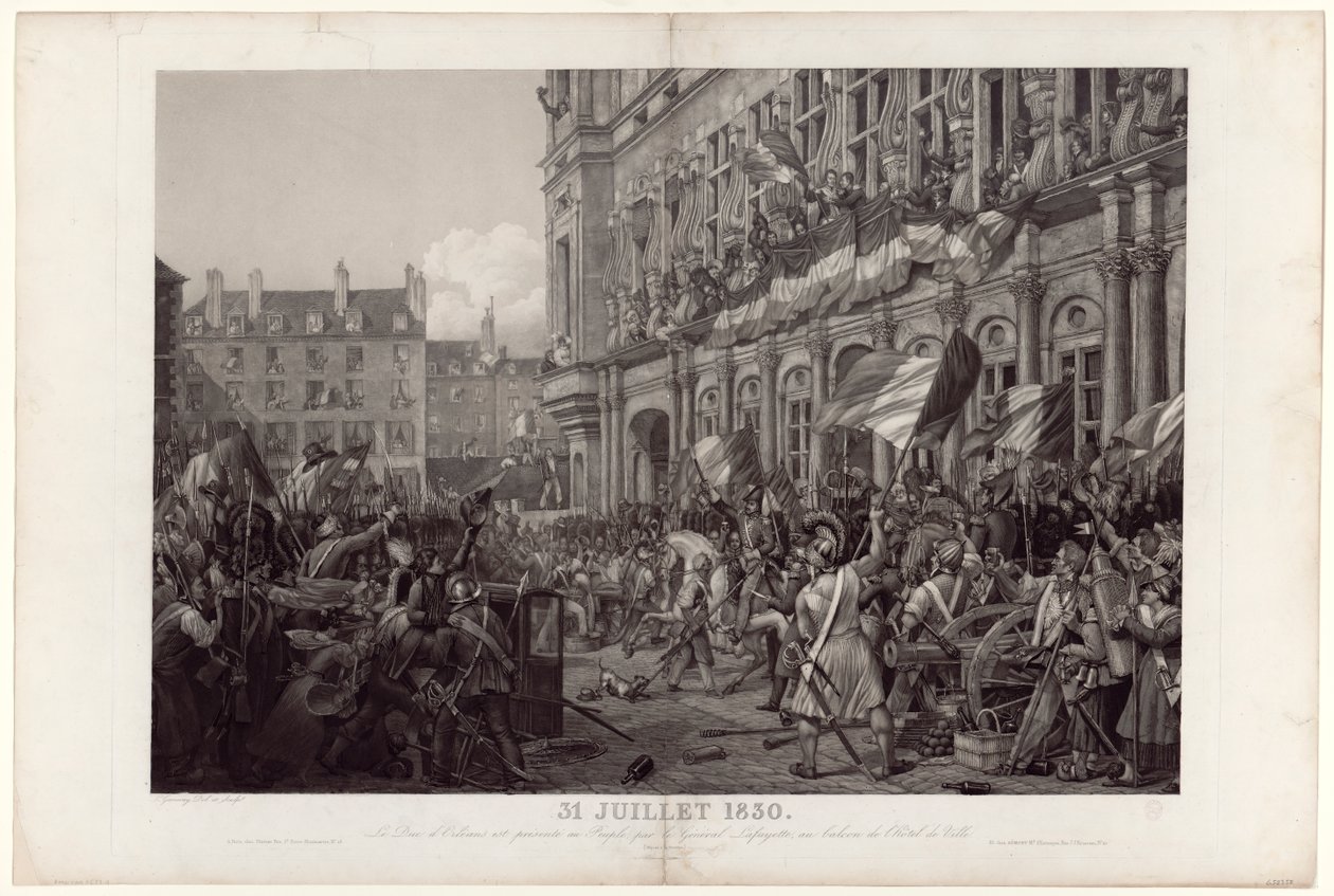 The Duke of Orleans is Presented to the People by General La Fayette at the Balcony of the City Hall, July 31, 1830 by Ambroise Louis Garneray