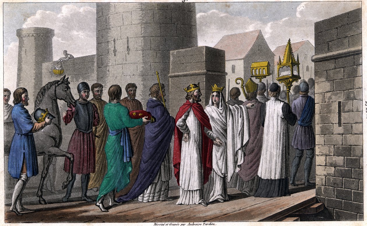 Chilperic, after the murder of Sigebert, entered Paris following a procession to not appear to violate the oath he had made to come there only with the consent of his brothers. Brunehaut, who had gone there with his son Childebert by Ambroise Tardieu