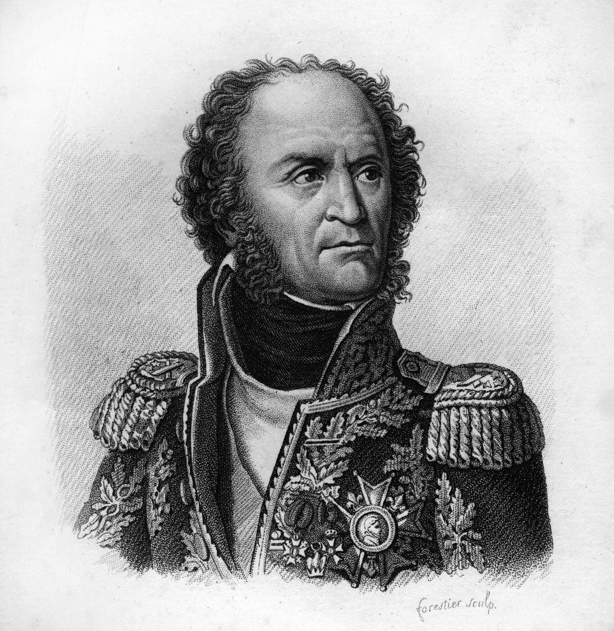 Guillaume Brunette. Maréchal de France (1763 to 1815).- in Portraits des généraux français en suite des victoires et conquêtes des Français. Engraved by Ambroise Tardieu in 1818. Stella Collection. by Ambroise Tardieu