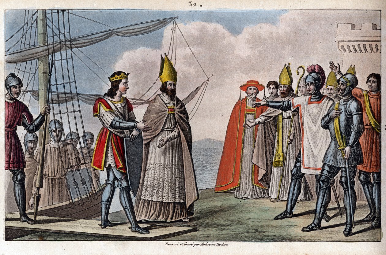 Louis IV of Overseas (921-954), Carolingian dynasty. He was brought back from England to France by Guillaume, Archbishop of Sens, to regain under the tutelage of Hugues the Great - Drawn and engraved by Ambroise Tardieu in 1825 by Ambroise Tardieu