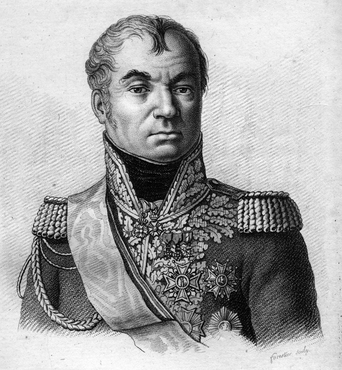 Marshal Oudinot, Nicolas Charles Oudinot, Duke of Reggio, Marshal of France (1767-1847). Engraved by Ambroise Tardieu in 1818. Stella Collection. by Ambroise Tardieu