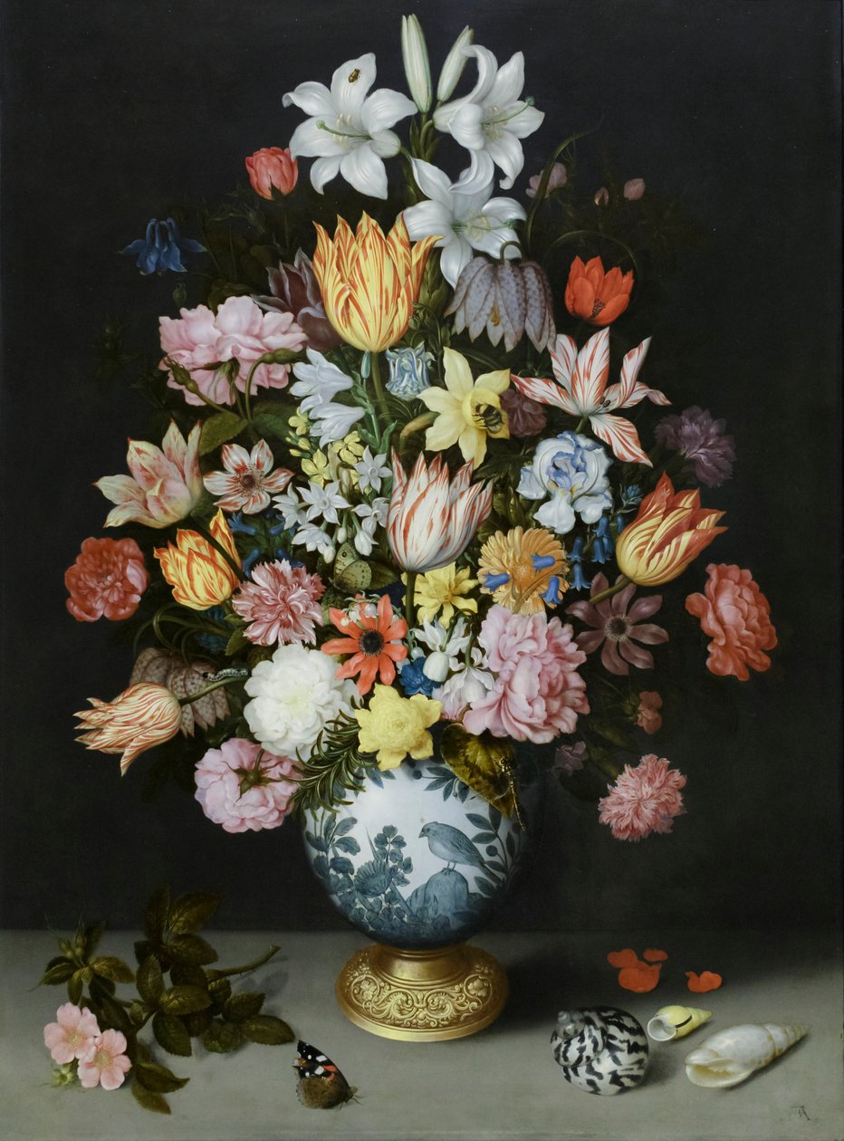 A Still Life of Flowers in a Wan Li Vase by Ambrosius the Elder Bosschaert