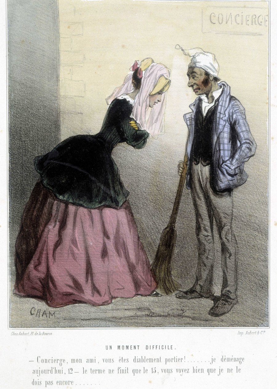 A difficult moment (the rent) - in Madeleines by Cham, v.1870-1880 by Amédée de Noé