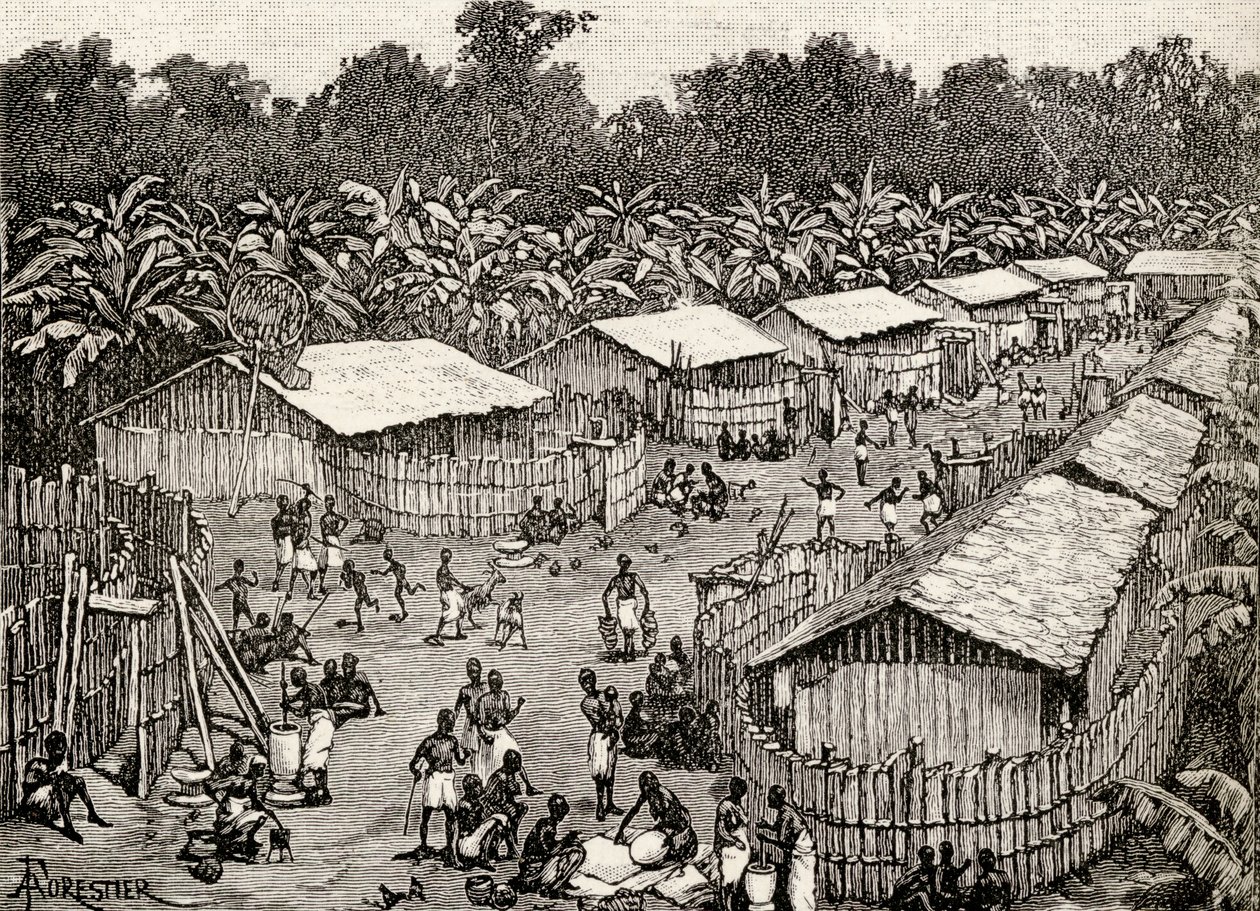View of Utiri village, Tanzania, 1890 by Amedee Forestier