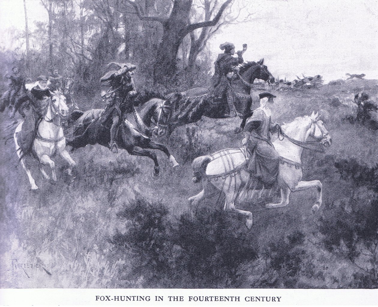 Fox hunting in the fourteenth century by Amedee Forestier