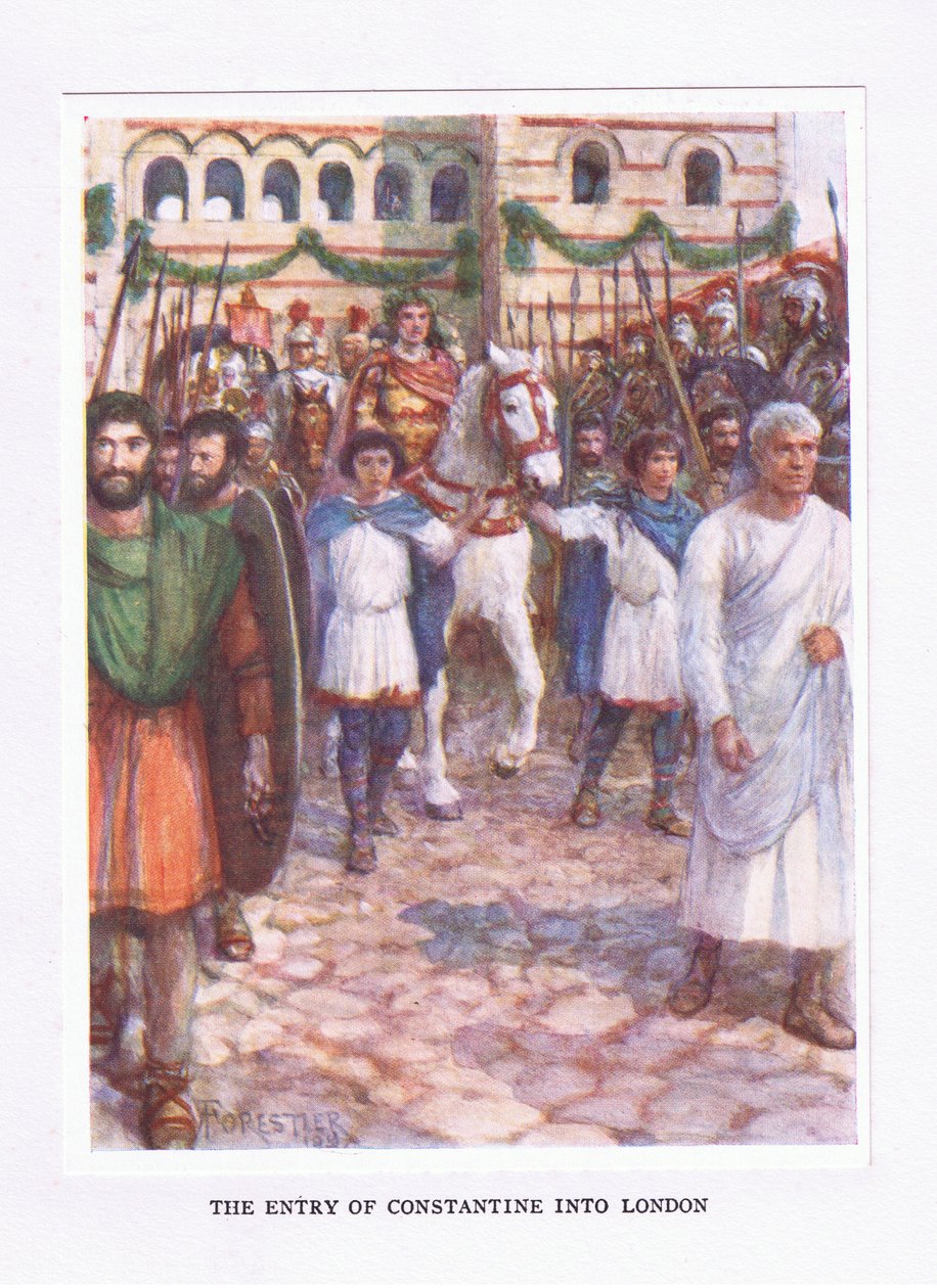 The Entry of Constantine in London (illustration from The Roman Soldier) by Amedee Forestier