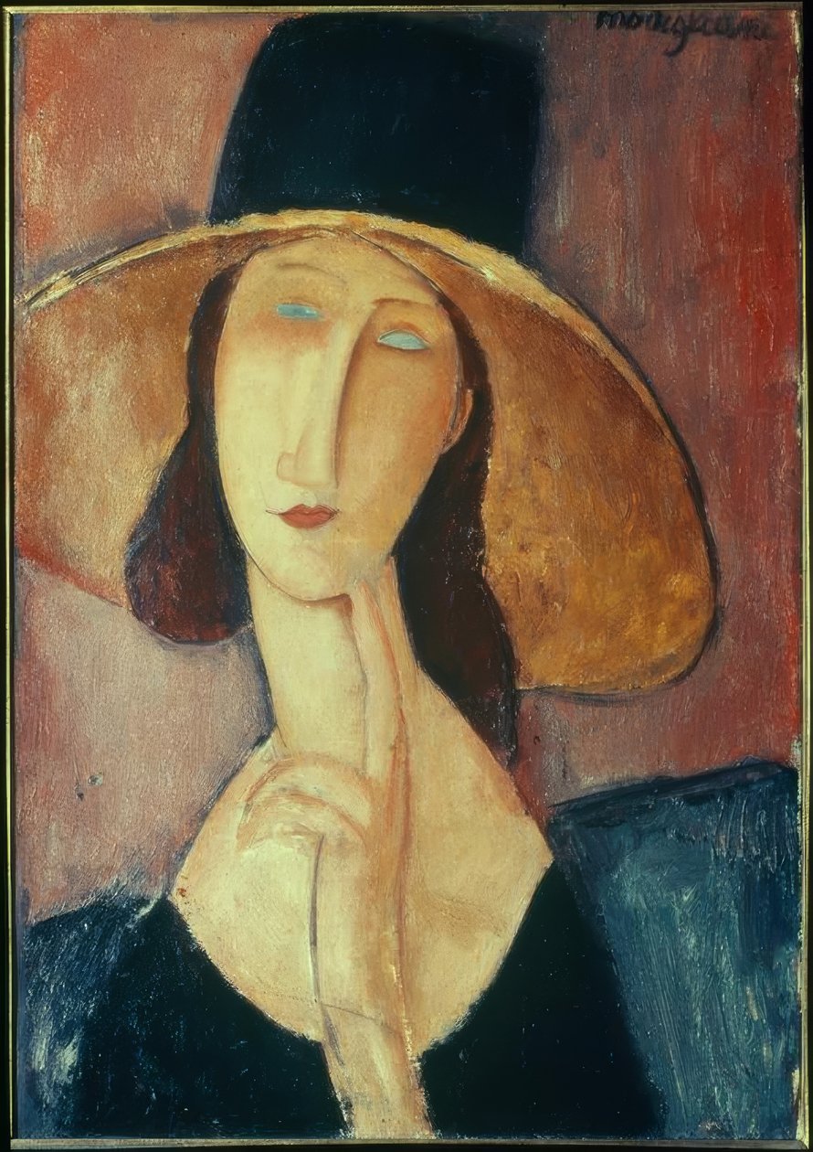 Woman with Large Hat by Amedeo Modigliani: Fine art print