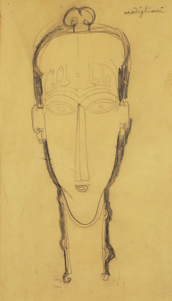 Head of a Caryatid in a Head Dress by Amedeo Modigliani
