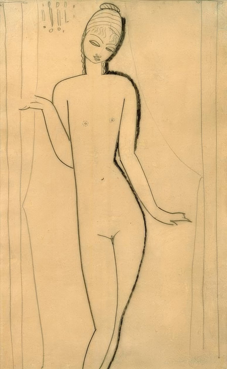 Naked Young Girl – Caryatid by Amedeo Modigliani