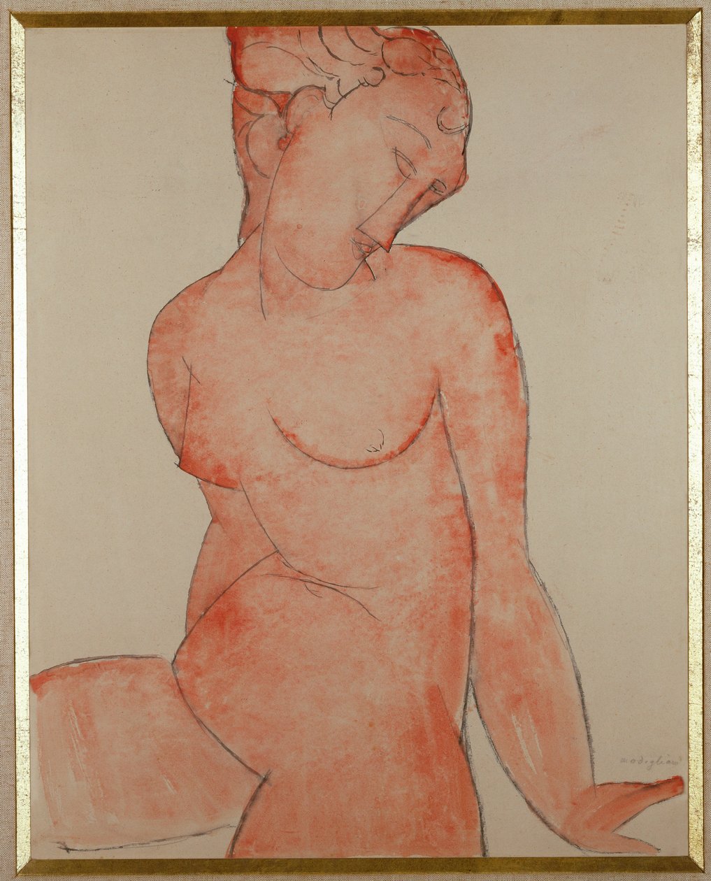 Sitting Nude, Red Ink by Amedeo Modigliani