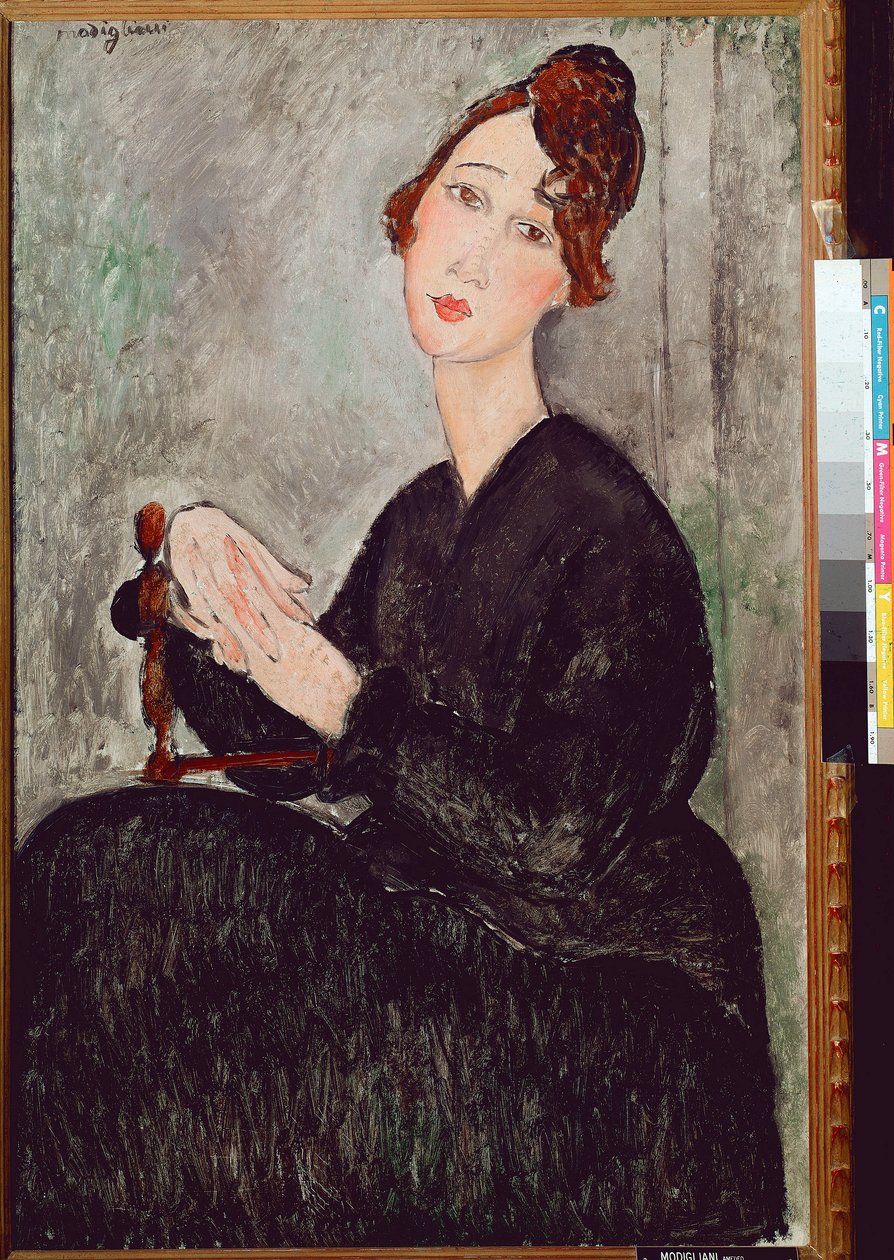 Portrait of Dedie Hayden. Woman Clothed in Black with a Melancholic Expression. Painting by Amedeo Modigliani by Amedeo Modigliani