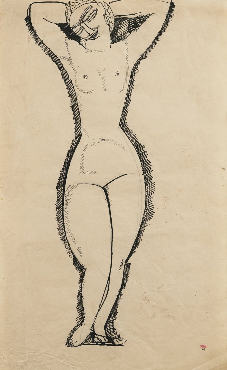 Standing Nude with Raised Arms by Amedeo Modigliani